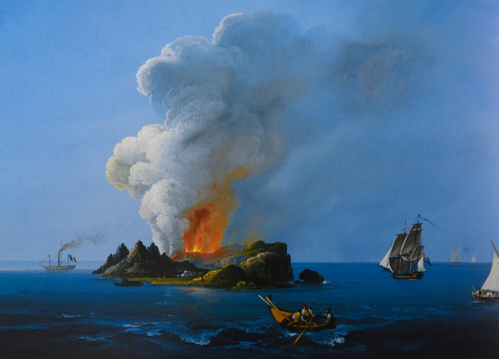 L’isola di Ferdinandea, Camillo De Vito, guazzo, collezione privata